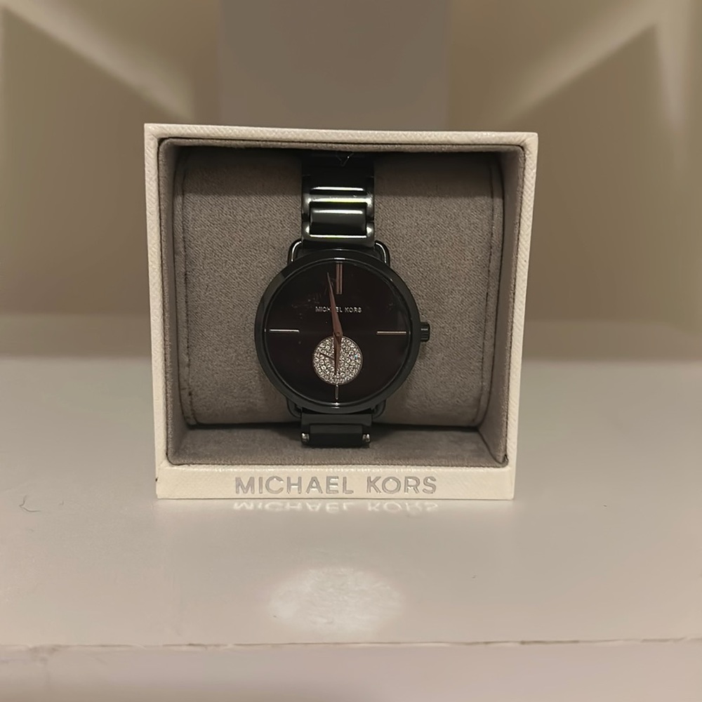 Black Michael Kors Watch with Crystals
